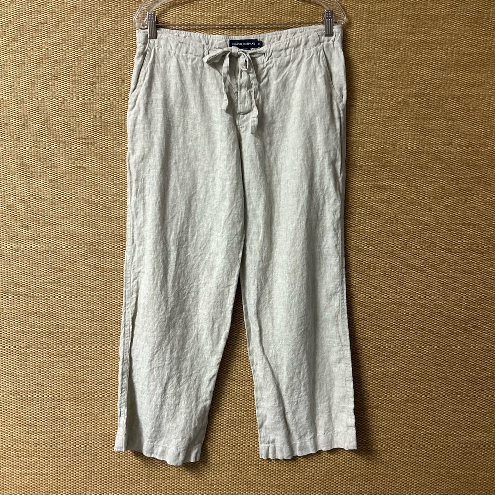 Island Company Relaxed Linen Pants Womens Medium Beige